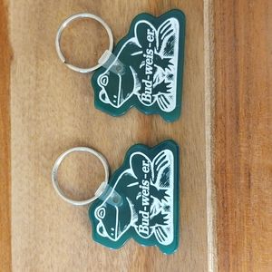Lot of 2 Vintage Budweiser Frogs Vinyl Keychains